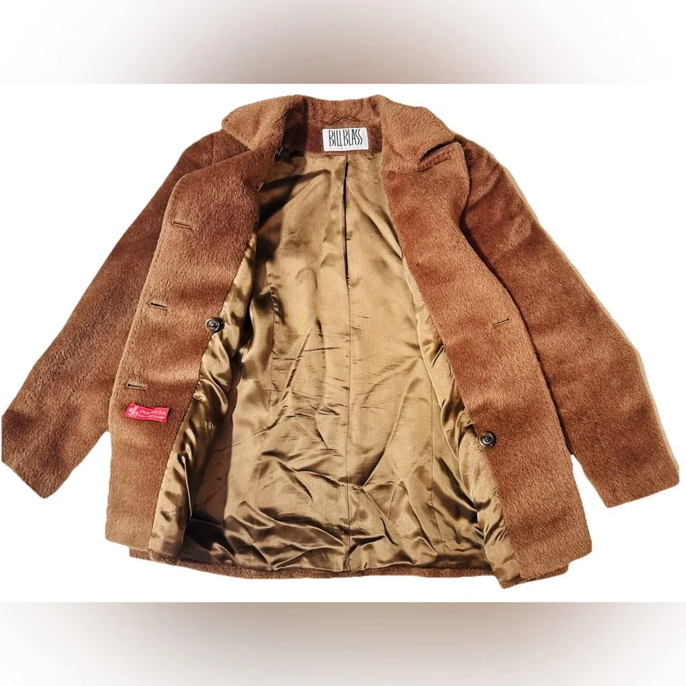 Bill Blass Vintage Rare Baby Llama Coat 4 Mid Length Brown Old Money Classic